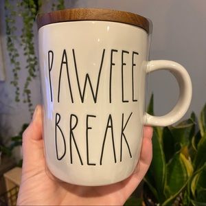 Rae Dunn double sided mug with coaster topper PAWFEE BREAK with Frenchie